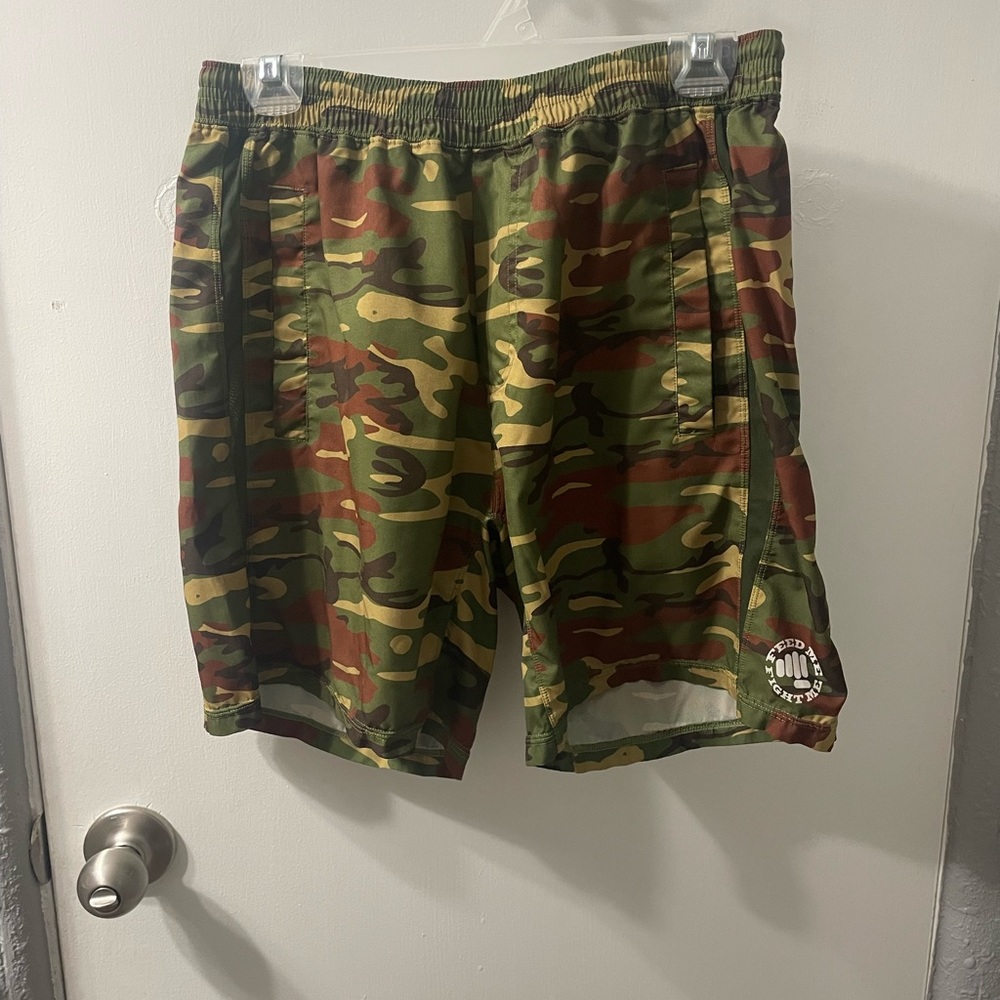 Feed Me Fight Me Mens Camo Shorts